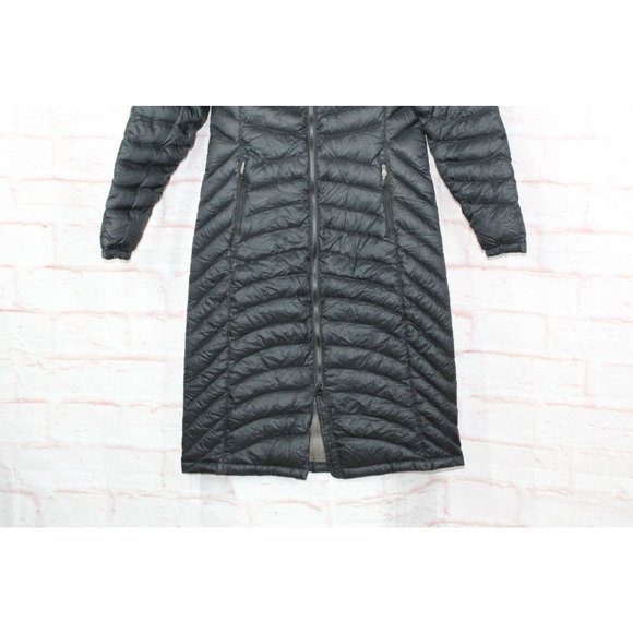LL Bean Black Nylon Zip Hooded Ultralight Long Down Hooded Coat Size XS - Picture 3 of 12